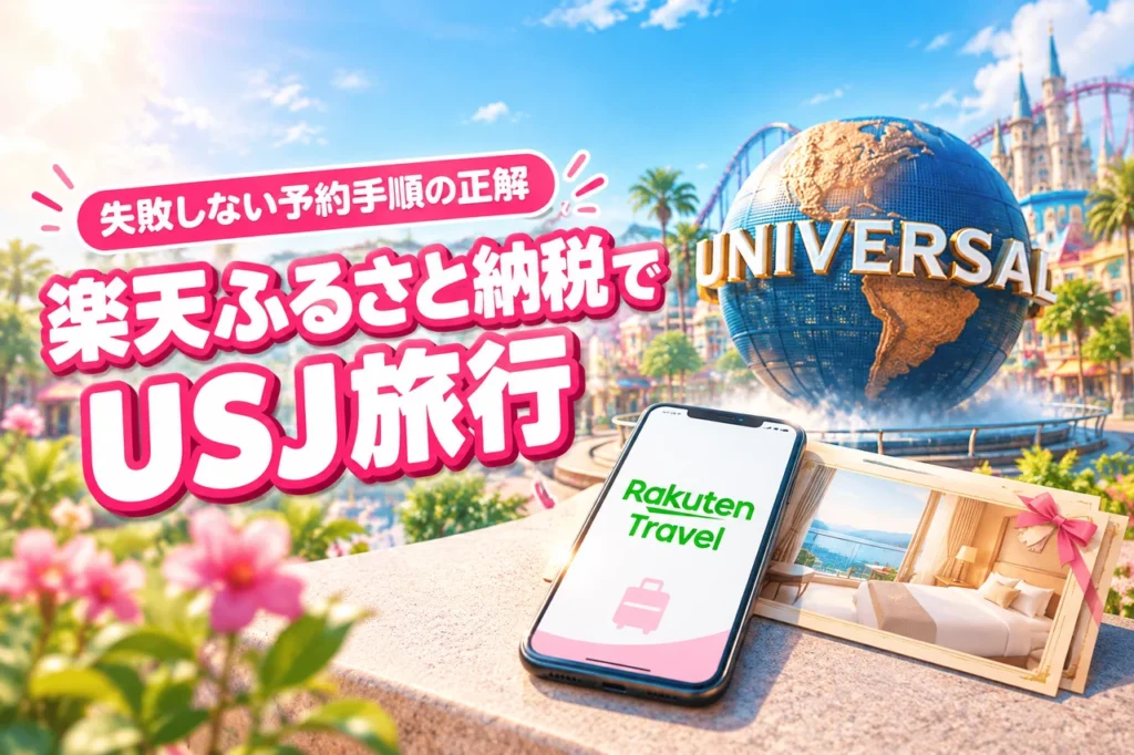 楽天トラベルのふるさと納税でusj旅行をお得に！知らないと損する予約手順の正解（記事のアイキャッチ画像）